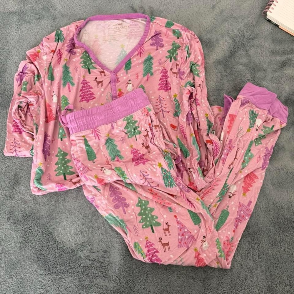 Little Sleepies Pink Trees Pajama Set